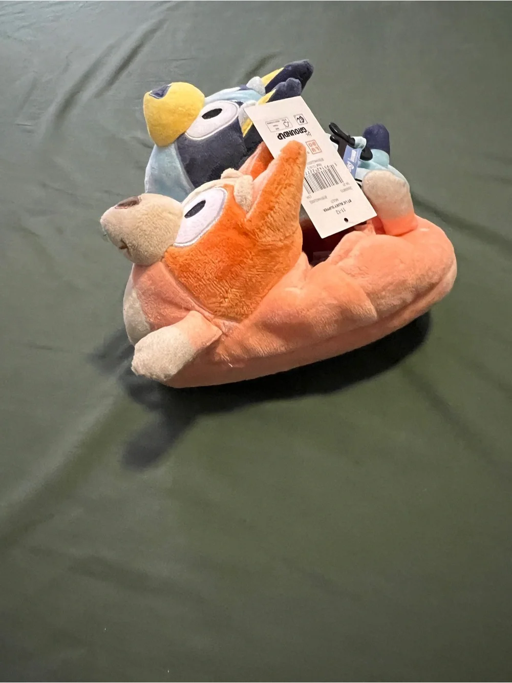 Kids Plush Bluey Slippers in Blue and Orange Size 11/12